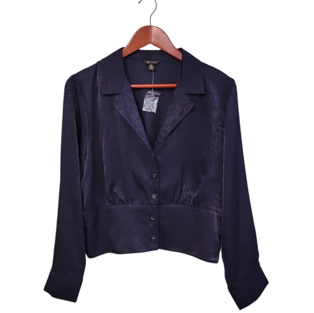 Versona New Womens Boardroom Babe Blue‎ Corpwear Business Office Wear Blouse XL